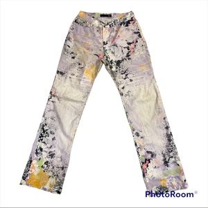 JUST CAVALLI Women Cool Jeans Sz S Womens Floral Jeans Pants Distressed Pattern